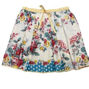 Johnny Was Silk Pleated Floral Skirt Pockets Cottagecore W:16.5"-17.5" L: 21"